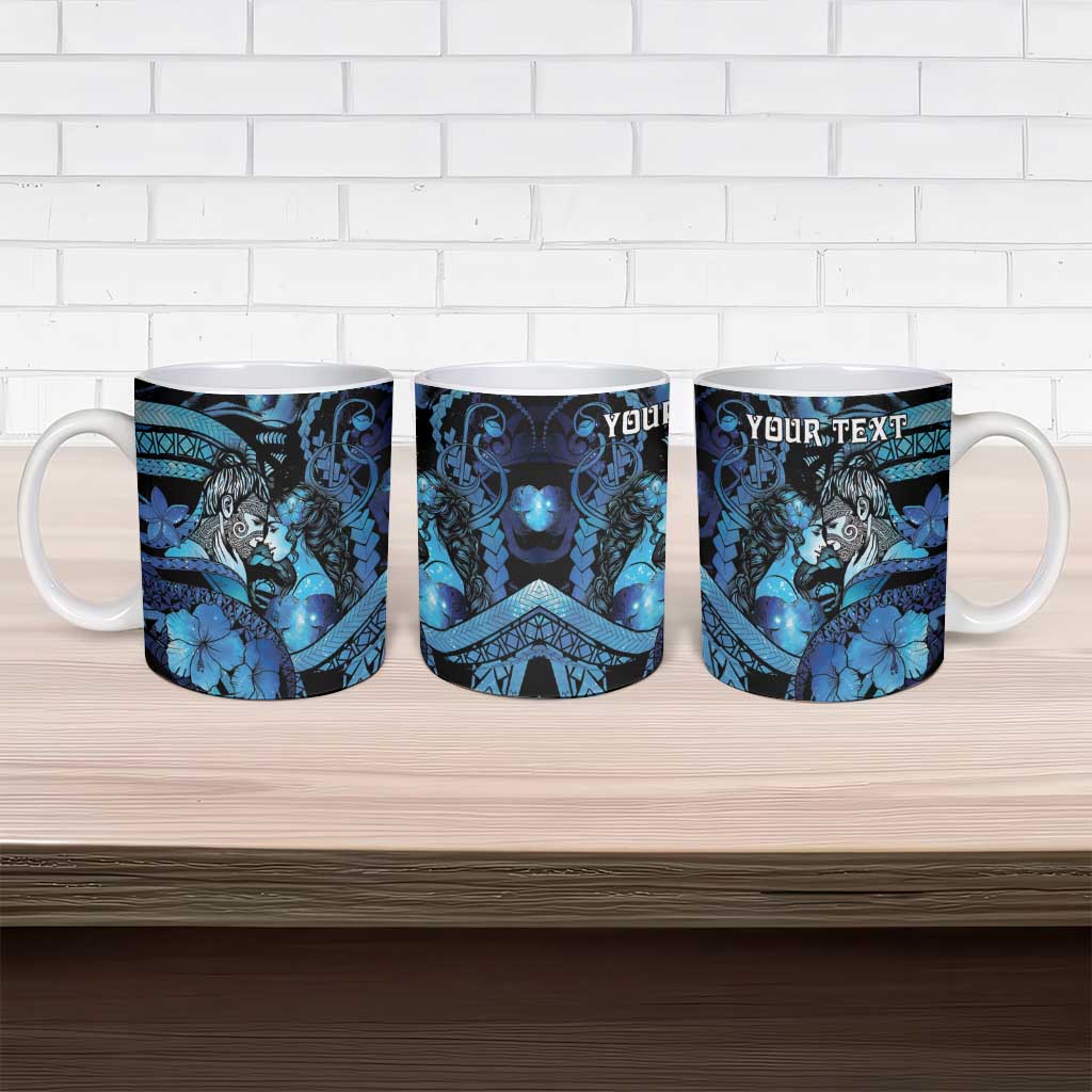 Personalised Maori Romantic Valentine Ceramic Mug The Hongi Kiss Blue Galaxy DT05 - Polynesian Pride