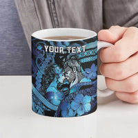 Personalised Maori Romantic Valentine Ceramic Mug The Hongi Kiss Blue Galaxy DT05 - Polynesian Pride