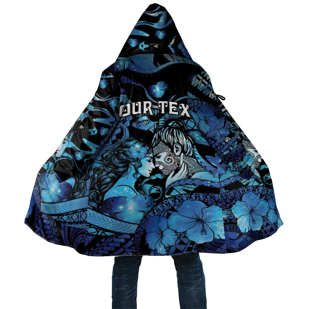 Personalised Maori Romantic Valentine Cloak The Hongi Kiss Blue Galaxy DT05 Unisex Blue - Polynesian Pride