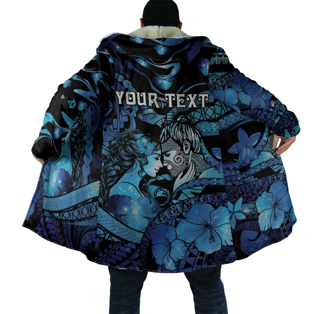 Personalised Maori Romantic Valentine Cloak The Hongi Kiss Blue Galaxy DT05 - Polynesian Pride