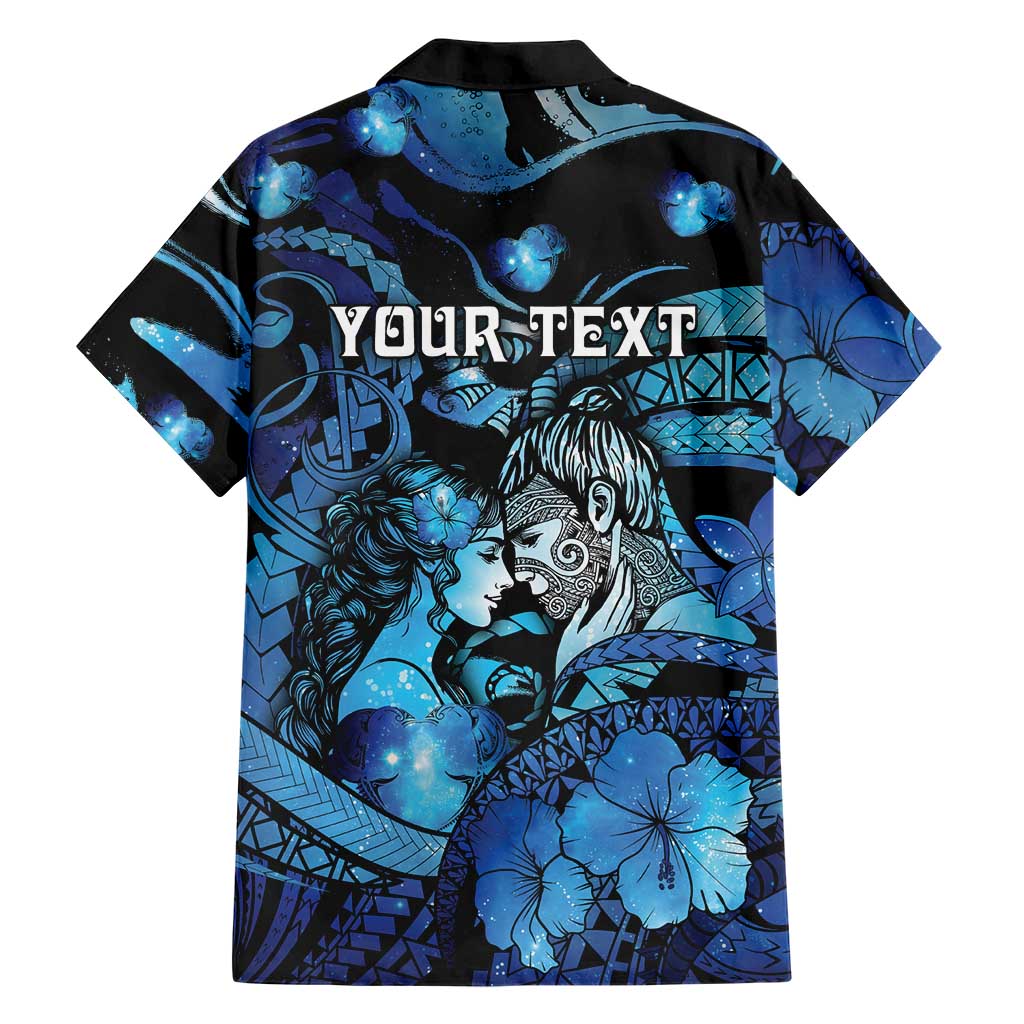 Personalised Maori Romantic Valentine Family Matching Mermaid Dress and Hawaiian Shirt The Hongi Kiss Blue Galaxy