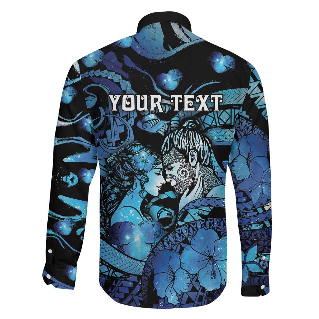 Personalised Maori Romantic Valentine Family Matching Mermaid Dress and Hawaiian Shirt The Hongi Kiss Blue Galaxy