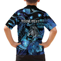 Personalised Maori Romantic Valentine Family Matching Short Sleeve Bodycon Dress and Hawaiian Shirt The Hongi Kiss Blue Galaxy