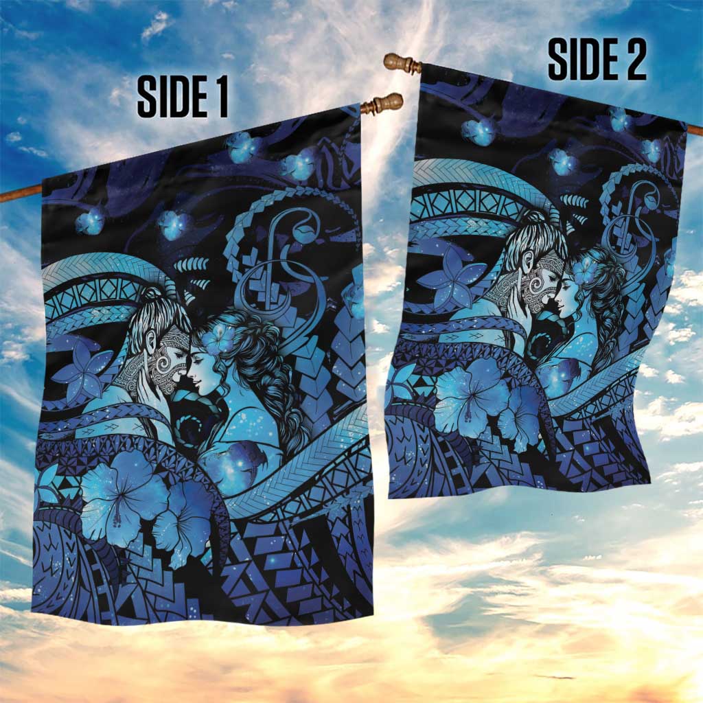 Maori Romantic Valentine Garden Flag The Hongi Kiss Blue Galaxy DT05 - Polynesian Pride