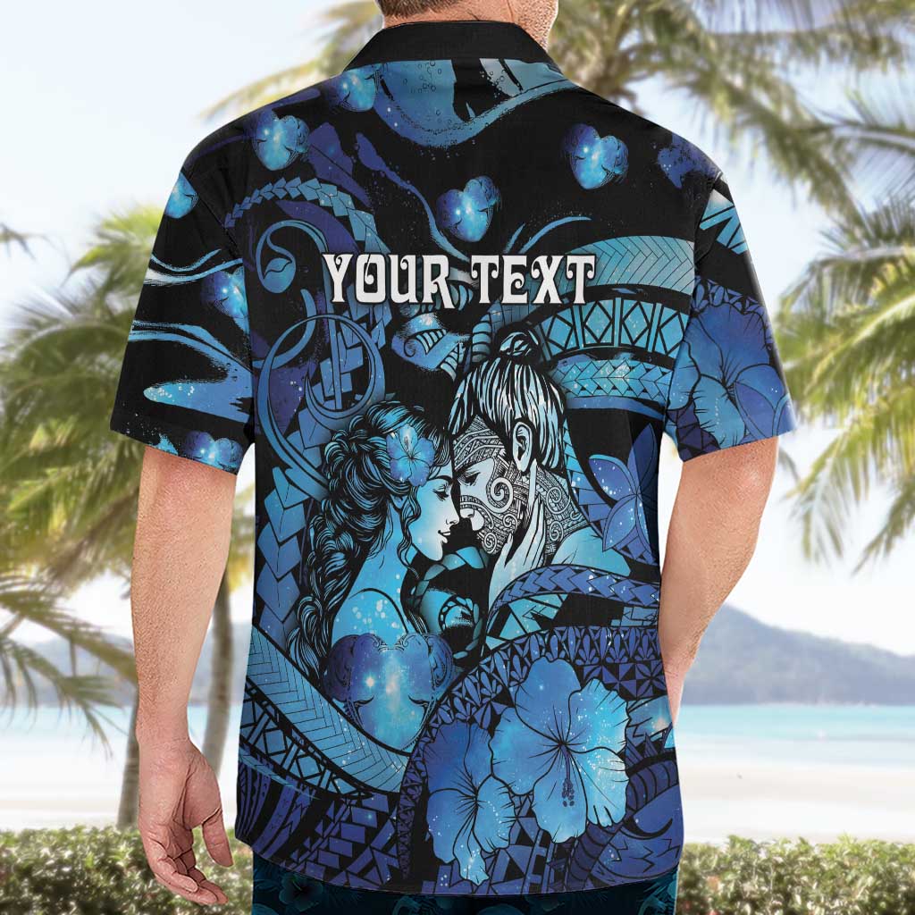 Personalised Maori Romantic Valentine Hawaiian Shirt The Hongi Kiss Blue Galaxy DT05 - Polynesian Pride