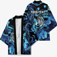 Personalised Maori Romantic Valentine Kimono The Hongi Kiss Blue Galaxy DT05 - Polynesian Pride