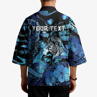Personalised Maori Romantic Valentine Kimono The Hongi Kiss Blue Galaxy DT05 - Polynesian Pride