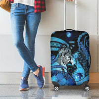 Maori Romantic Valentine Luggage Cover The Hongi Kiss Blue Galaxy DT05 - Polynesian Pride