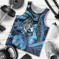 Personalised Maori Romantic Valentine Men Tank Top The Hongi Kiss Blue Galaxy DT05 - Polynesian Pride