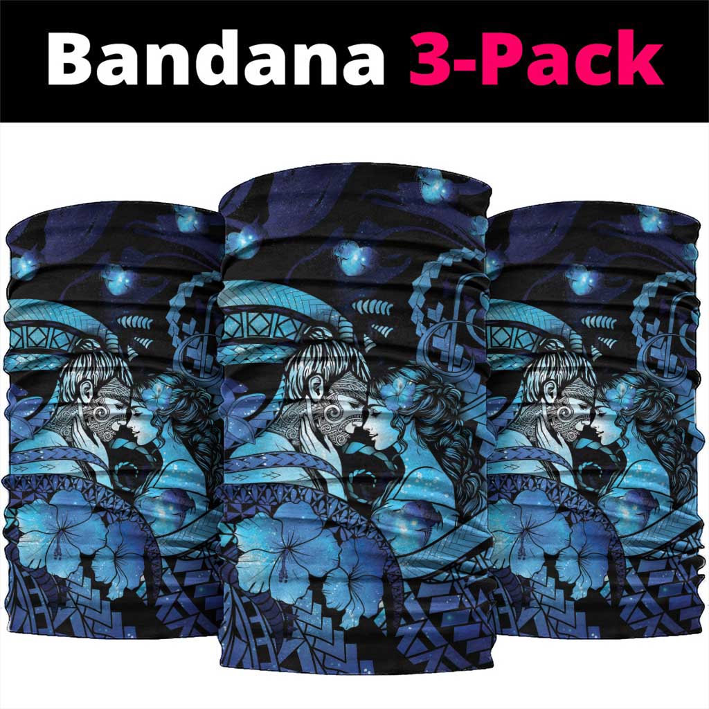 Maori Romantic Valentine Neck Gaiter The Hongi Kiss Blue Galaxy DT05 package One Size: 25*50cm Blue - Polynesian Pride