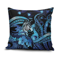 Maori Romantic Valentine Pillow Cover The Hongi Kiss Blue Galaxy DT05 Blue - Polynesian Pride
