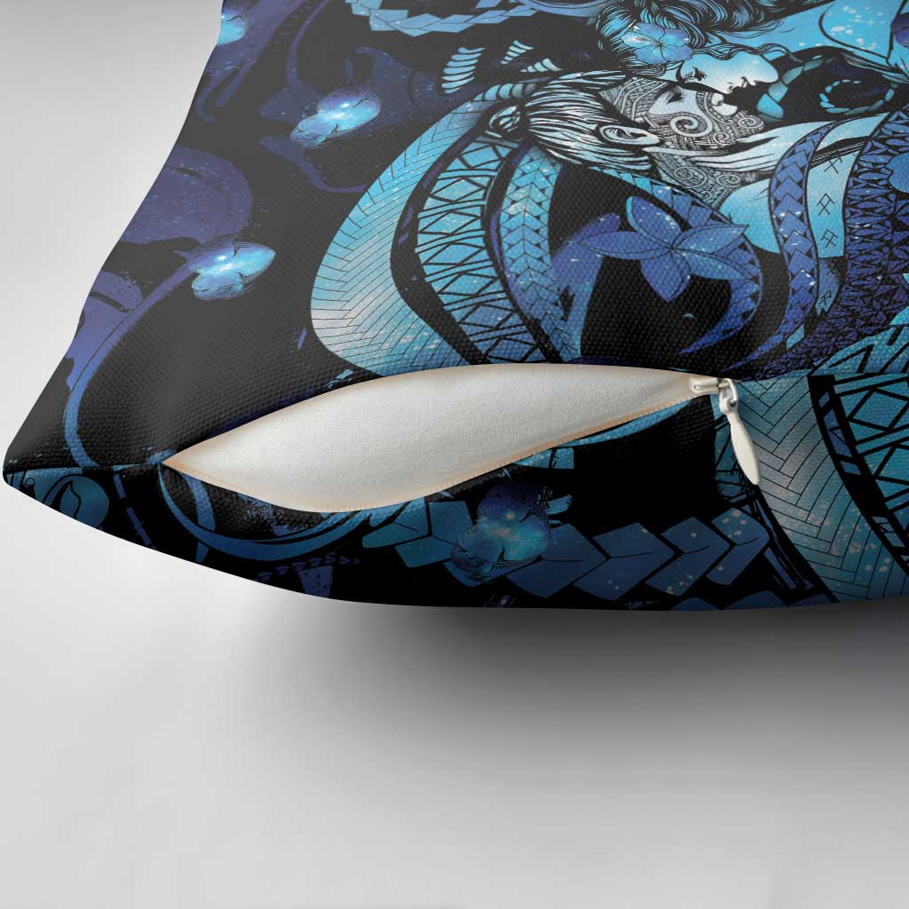 Maori Romantic Valentine Pillow Cover The Hongi Kiss Blue Galaxy DT05 - Polynesian Pride