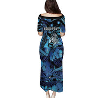 Personalised Maori Romantic Valentine Puletasi The Hongi Kiss Blue Galaxy DT05 - Polynesian Pride
