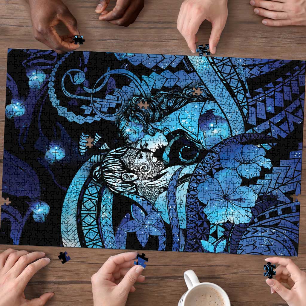 Maori Romantic Valentine Puzzle The Hongi Kiss Blue Galaxy DT05 - Polynesian Pride