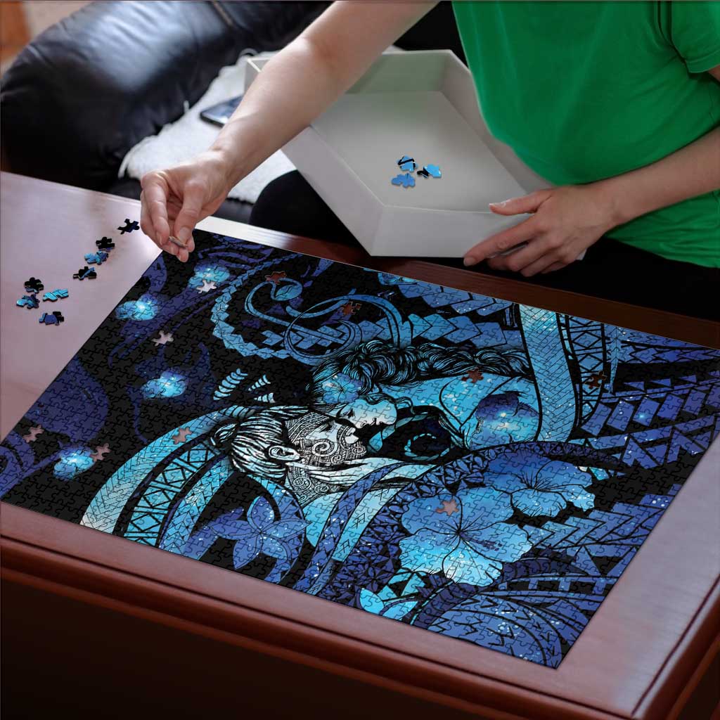Maori Romantic Valentine Puzzle The Hongi Kiss Blue Galaxy DT05 - Polynesian Pride
