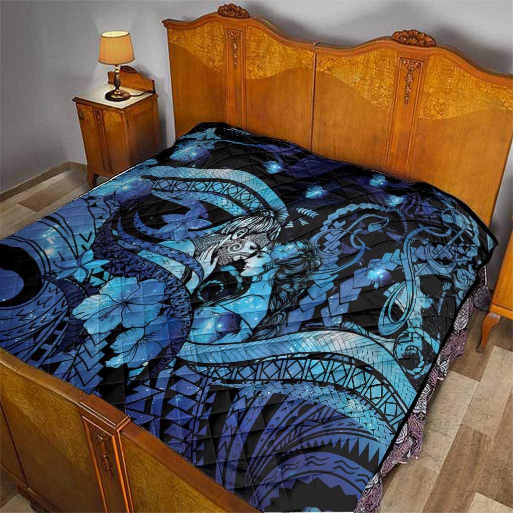 Maori Romantic Valentine Quilt The Hongi Kiss Blue Galaxy DT05 - Polynesian Pride