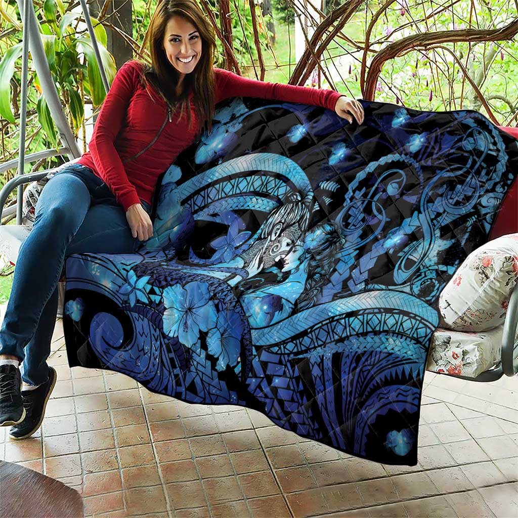 Maori Romantic Valentine Quilt The Hongi Kiss Blue Galaxy DT05 - Polynesian Pride