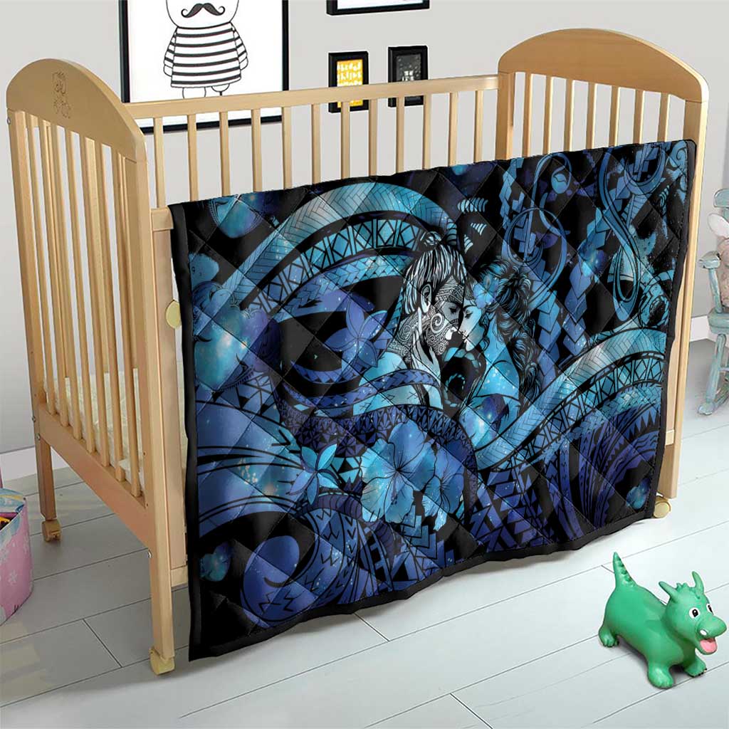Maori Romantic Valentine Quilt The Hongi Kiss Blue Galaxy DT05 - Polynesian Pride