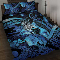 Maori Romantic Valentine Quilt Bed Set The Hongi Kiss Blue Galaxy DT05 Blue - Polynesian Pride