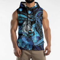 Personalised Maori Romantic Valentine Sleeveless Hoodie The Hongi Kiss Blue Galaxy DT05 - Polynesian Pride