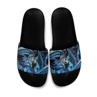 Maori Romantic Valentine Slide Sandals The Hongi Kiss Blue Galaxy DT05 Blue - Polynesian Pride