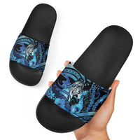 Maori Romantic Valentine Slide Sandals The Hongi Kiss Blue Galaxy DT05 - Polynesian Pride