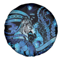 Maori Romantic Valentine Spare Tire Cover The Hongi Kiss Blue Galaxy DT05 - Polynesian Pride