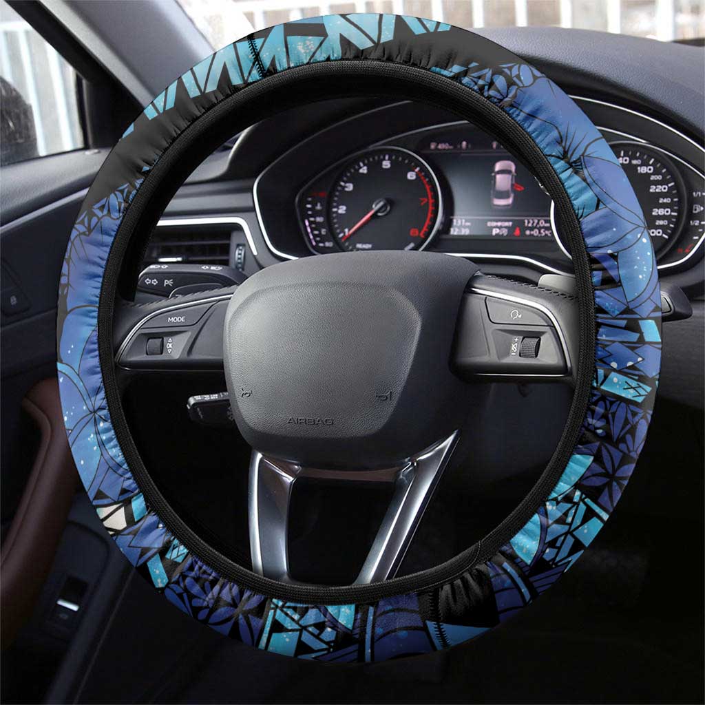 Maori Romantic Valentine Steering Wheel Cover The Hongi Kiss Blue Galaxy DT05 - Polynesian Pride