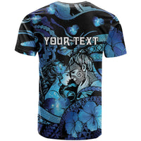 Personalised Maori Romantic Valentine T Shirt The Hongi Kiss Blue Galaxy DT05 - Polynesian Pride