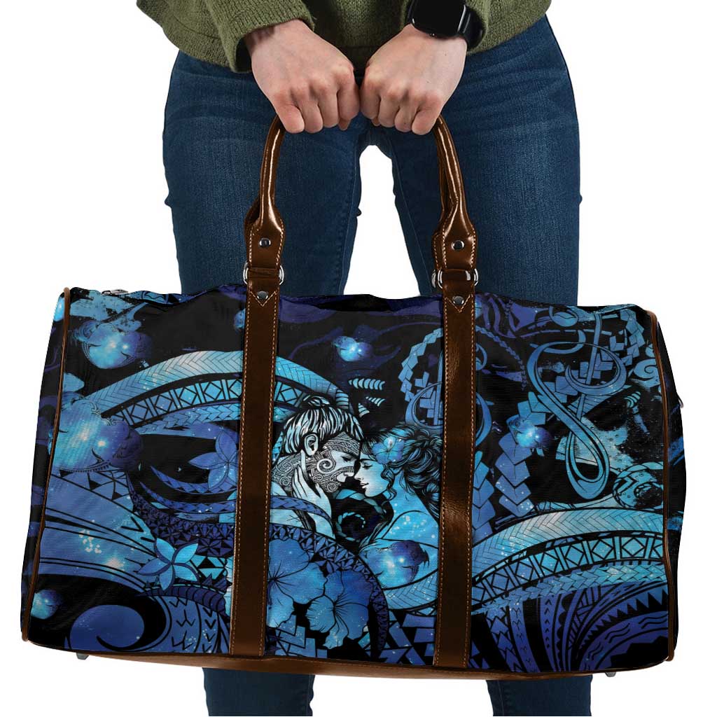 Maori Romantic Valentine Travel Bag The Hongi Kiss Blue Galaxy DT05 Blue - Polynesian Pride