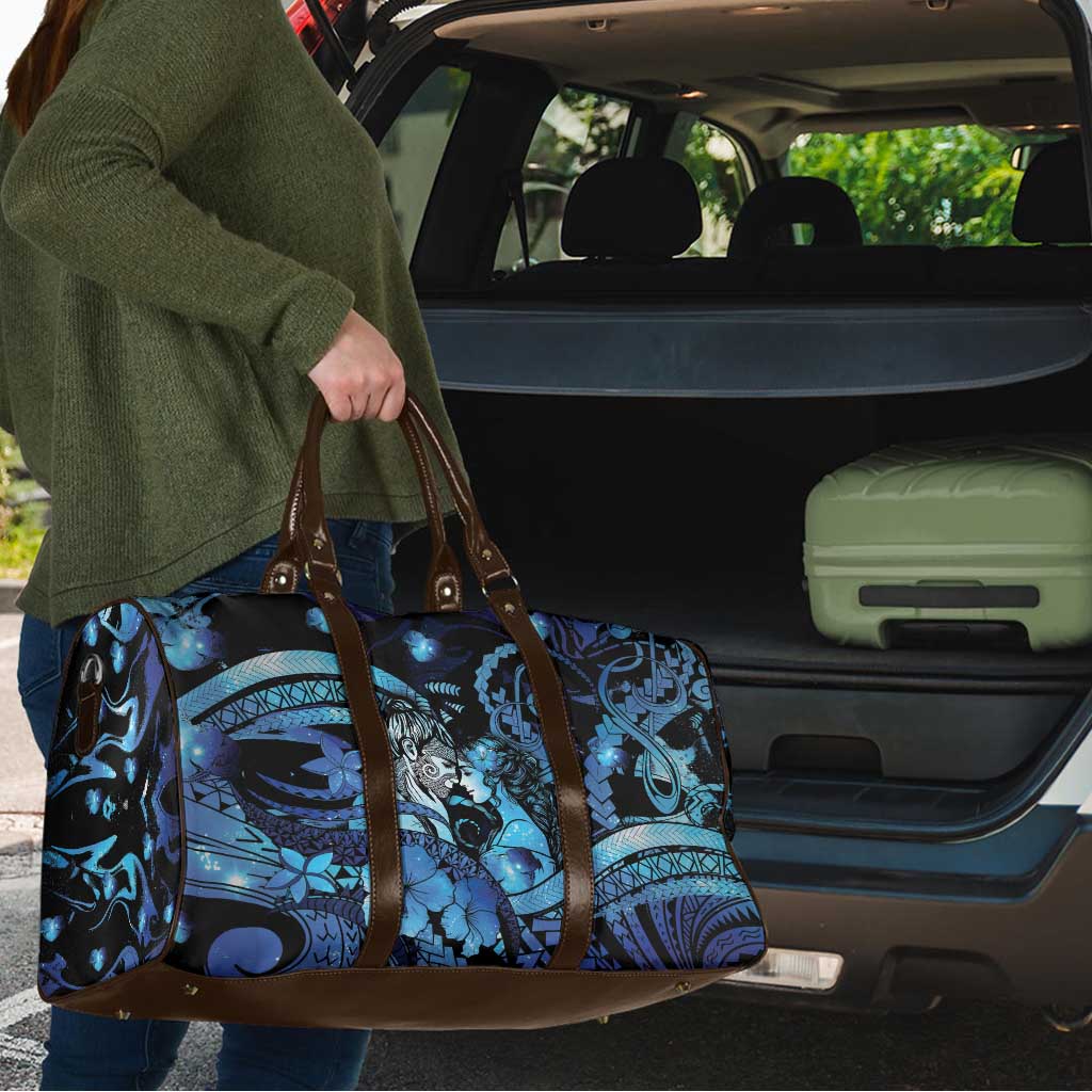 Maori Romantic Valentine Travel Bag The Hongi Kiss Blue Galaxy DT05 - Polynesian Pride