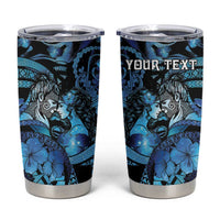 Personalised Maori Romantic Valentine Tumbler Cup The Hongi Kiss Blue Galaxy DT05 Blue - Polynesian Pride