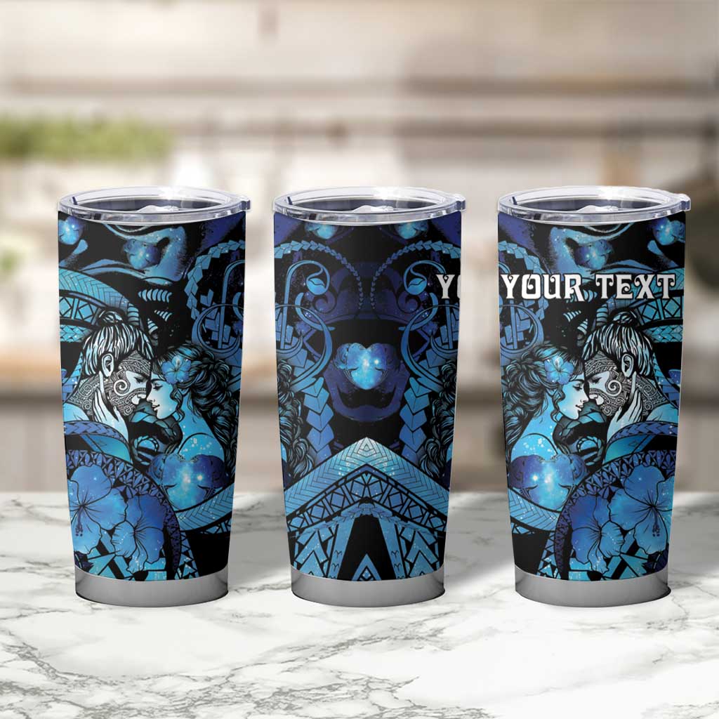 Personalised Maori Romantic Valentine Tumbler Cup The Hongi Kiss Blue Galaxy DT05 - Polynesian Pride