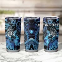 Personalised Maori Romantic Valentine Tumbler Cup The Hongi Kiss Blue Galaxy DT05 - Polynesian Pride