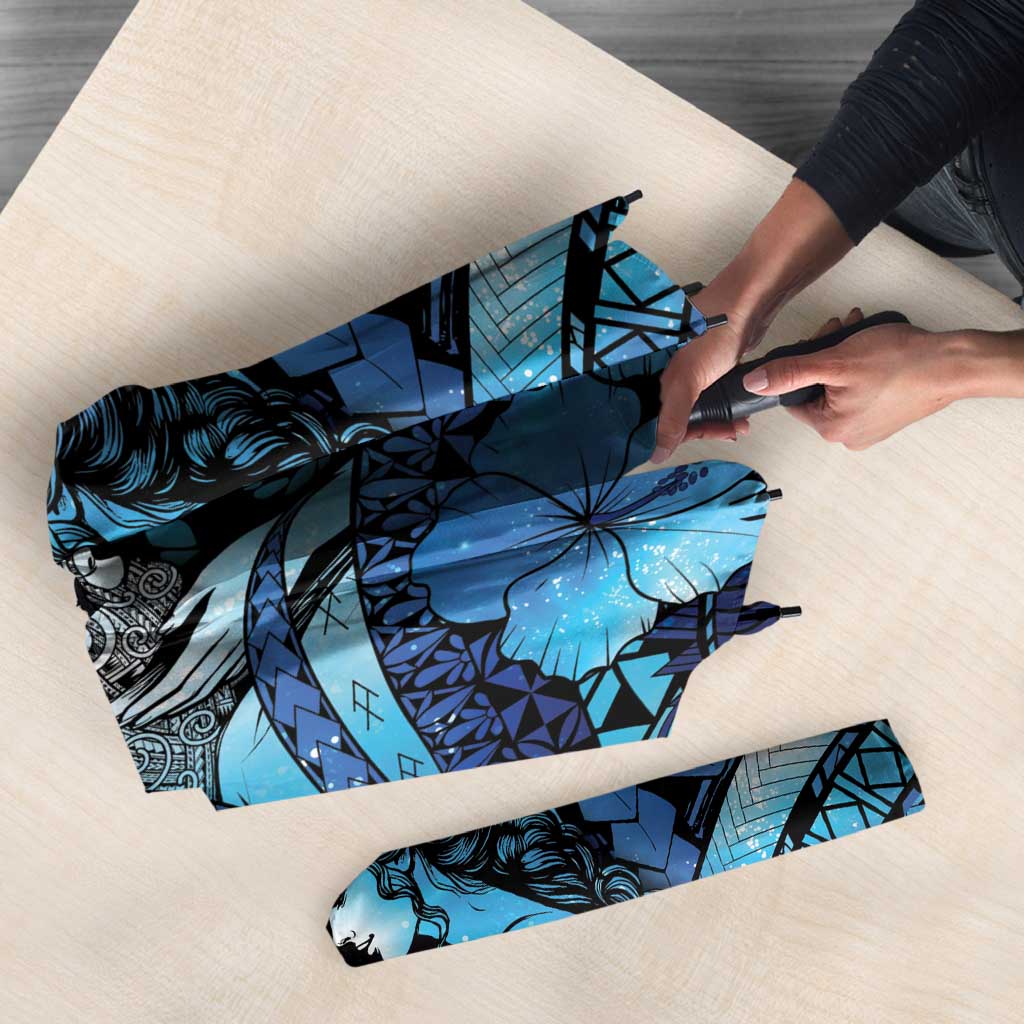 Maori Romantic Valentine Umbrella The Hongi Kiss Blue Galaxy DT05 - Polynesian Pride