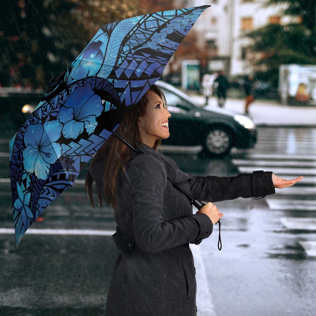 Maori Romantic Valentine Umbrella The Hongi Kiss Blue Galaxy DT05 - Polynesian Pride