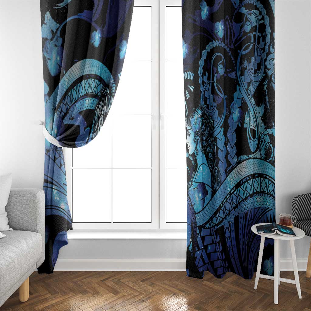 Maori Romantic Valentine Window Curtain The Hongi Kiss Blue Galaxy DT05 - Polynesian Pride