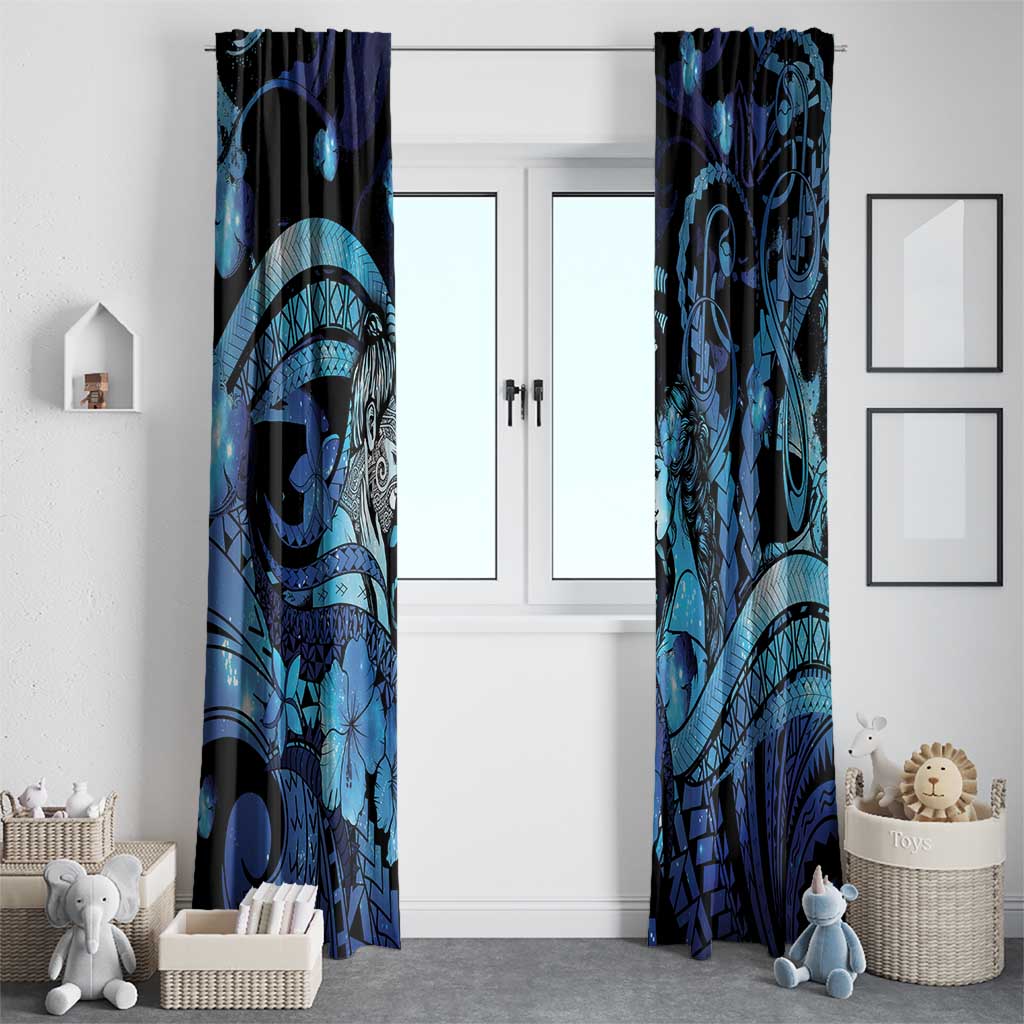 Maori Romantic Valentine Window Curtain The Hongi Kiss Blue Galaxy DT05 - Polynesian Pride