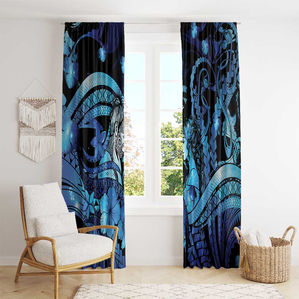 Maori Romantic Valentine Window Curtain The Hongi Kiss Blue Galaxy DT05 - Polynesian Pride