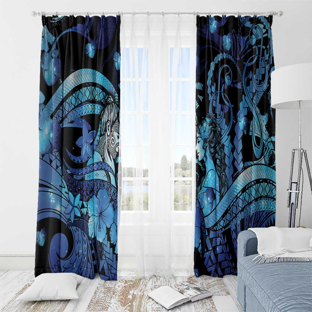 Maori Romantic Valentine Window Curtain The Hongi Kiss Blue Galaxy DT05 - Polynesian Pride