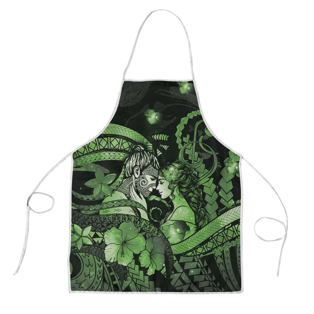 Maori Romantic Valentine Apron The Hongi Kiss Green Galaxy DT05 Green - Polynesian Pride