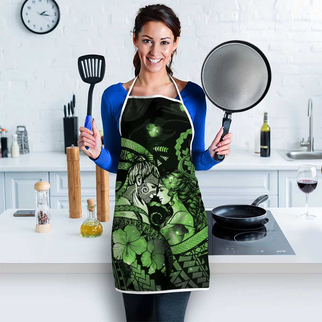 Maori Romantic Valentine Apron The Hongi Kiss Green Galaxy DT05 - Polynesian Pride