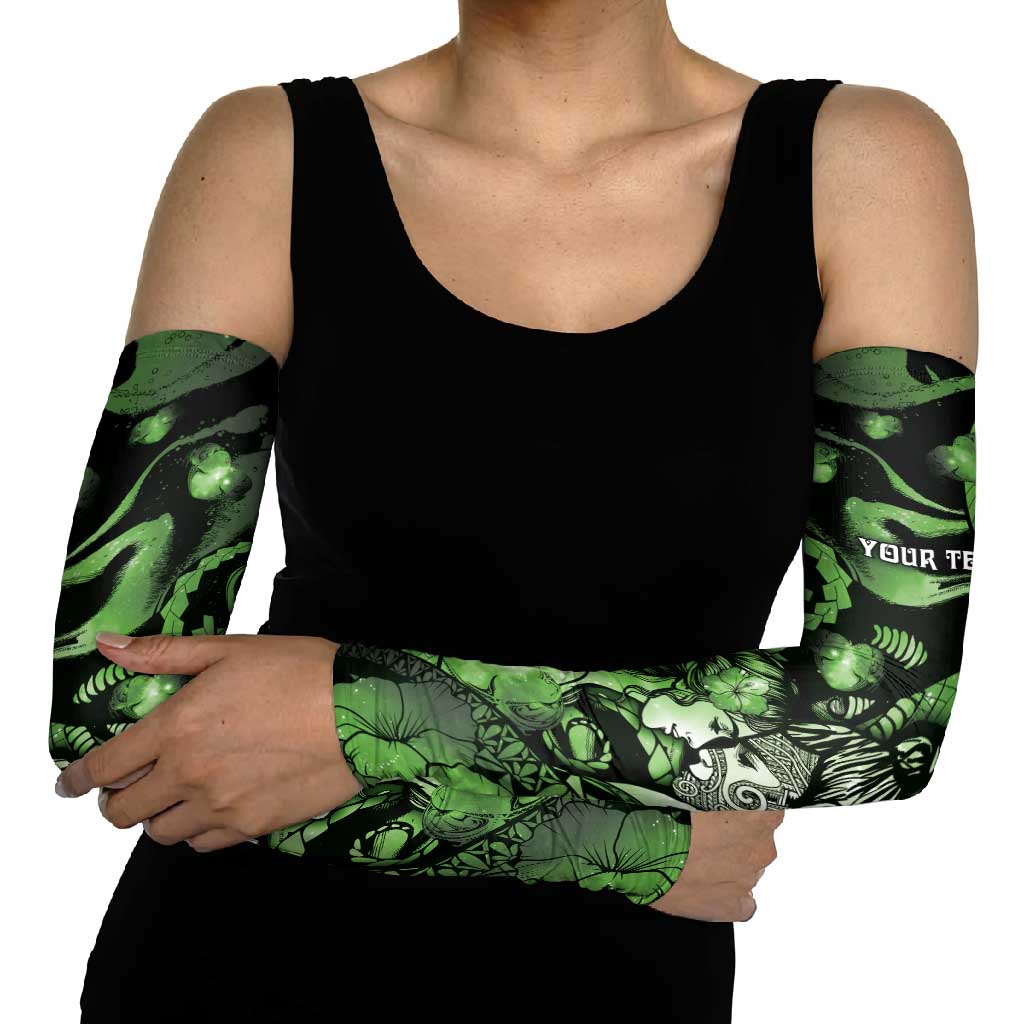Personalised Maori Romantic Valentine Arm Sleeves The Hongi Kiss Green Galaxy