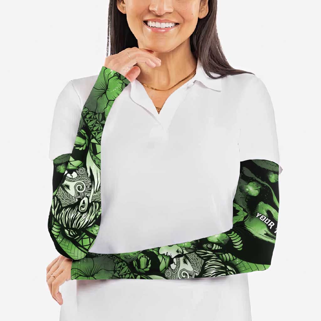 Personalised Maori Romantic Valentine Arm Sleeves The Hongi Kiss Green Galaxy
