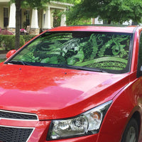 Maori Romantic Valentine Auto Sun Shade The Hongi Kiss Green Galaxy DT05 - Polynesian Pride