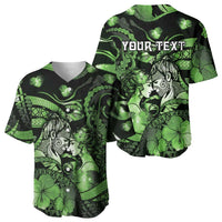 Personalised Maori Romantic Valentine Baseball Jersey The Hongi Kiss Green Galaxy