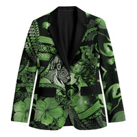 Personalised Maori Romantic Valentine Blazer The Hongi Kiss Green Galaxy DT05 Unisex Green - Polynesian Pride