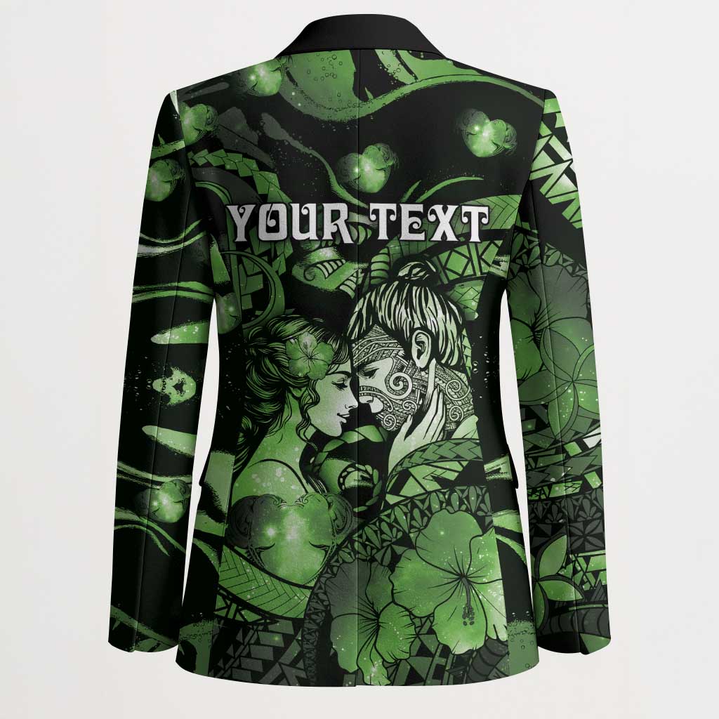 Personalised Maori Romantic Valentine Blazer The Hongi Kiss Green Galaxy DT05 - Polynesian Pride