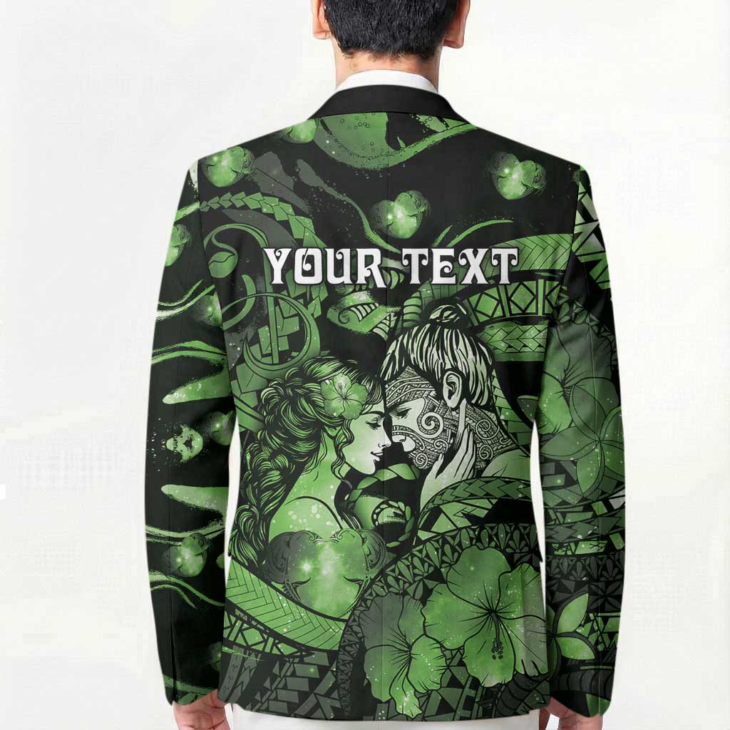 Personalised Maori Romantic Valentine Blazer The Hongi Kiss Green Galaxy DT05 - Polynesian Pride