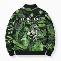 Personalised Maori Romantic Valentine Bomber Puffer Jacket The Hongi Kiss Green Galaxy DT05 - Polynesian Pride